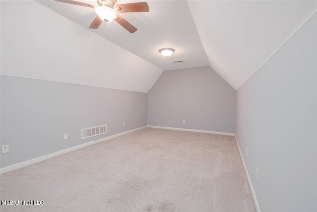 3753 Kenton Dr, Southaven, MS 38672 - bonus room with lofted ceiling, light colored carpet, baseboards, and a ceiling fan