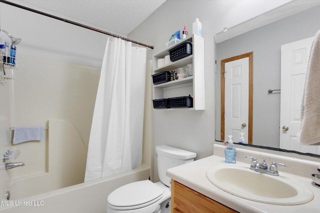 8809 Old Walnut Rd, Ocean Springs, MS 39564 - full bath with vanity, toilet, shower / tub combo, and a textured ceiling