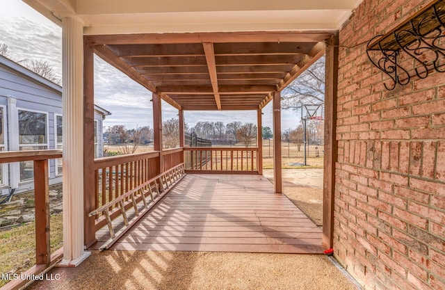 deck featuring covered porch