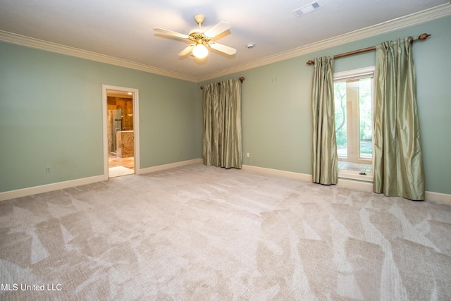 6147 Wirtz Rd, Flowood, MS 39232 - carpeted empty room with ornamental molding and ceiling fan