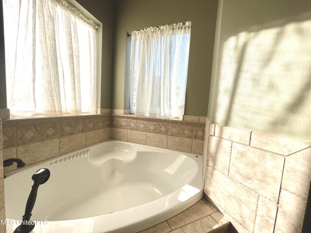 bathroom with plenty of natural light and a tub to relax in