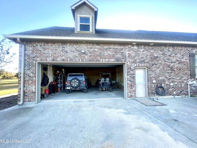 view of garage