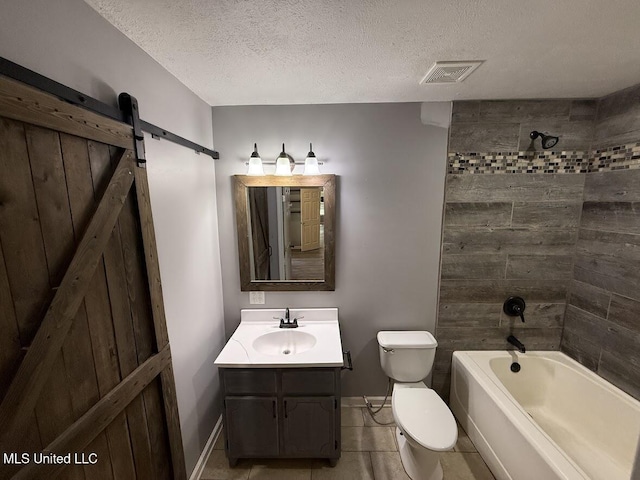 22090 Rayvan Ln, Kiln, MS 39556 - full bath featuring vanity, a textured ceiling, tub / shower combination, and tile patterned flooring