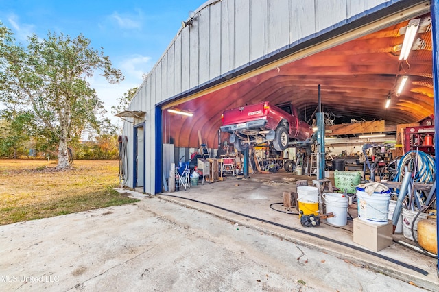 view of garage