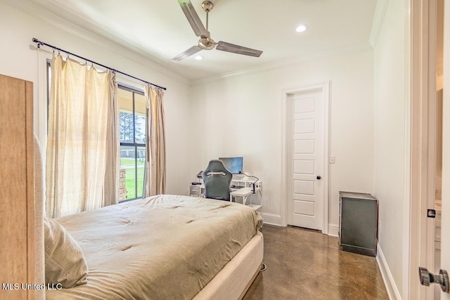 29 Club Dr, Natchez, MS 39120 - bedroom with baseboards, recessed lighting, crown molding, and concrete flooring
