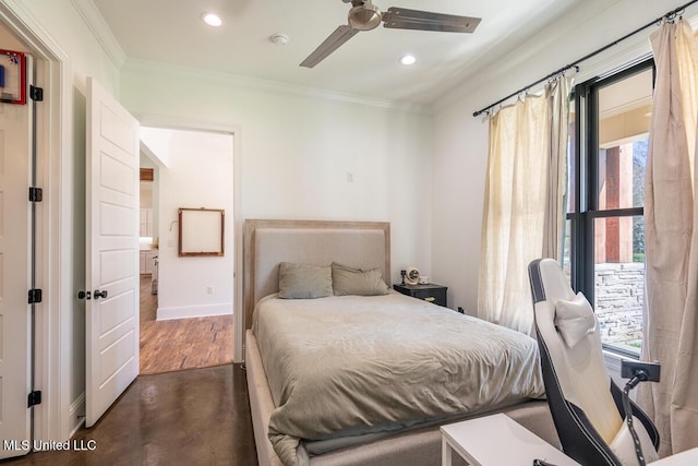 29 Club Dr, Natchez, MS 39120 - bedroom with baseboards, crown molding, ceiling fan, and recessed lighting