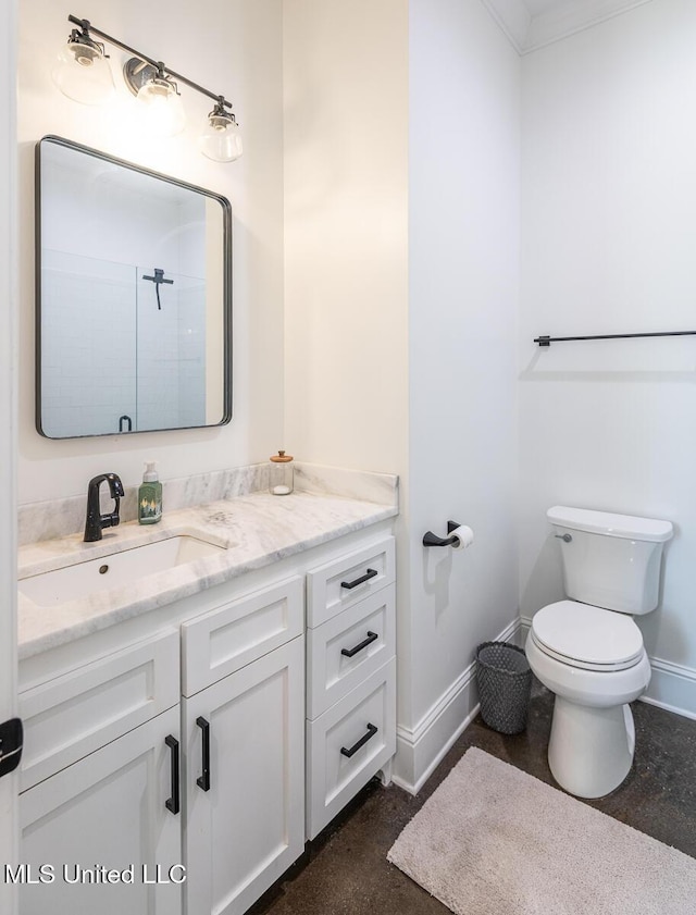 29 Club Dr, Natchez, MS 39120 - full bathroom with toilet, vanity, a shower with door, and baseboards