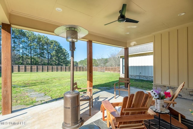 29 Club Dr, Natchez, MS 39120 - view of patio / terrace featuring fence and ceiling fan