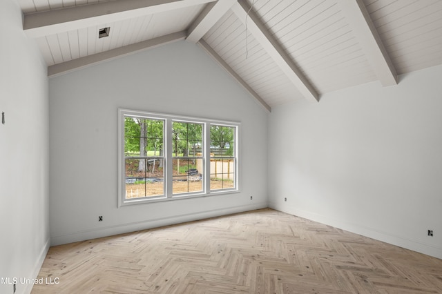 230 Parke Dr, Ridgeland, MS 39157 - empty room featuring baseboards and lofted ceiling with beams