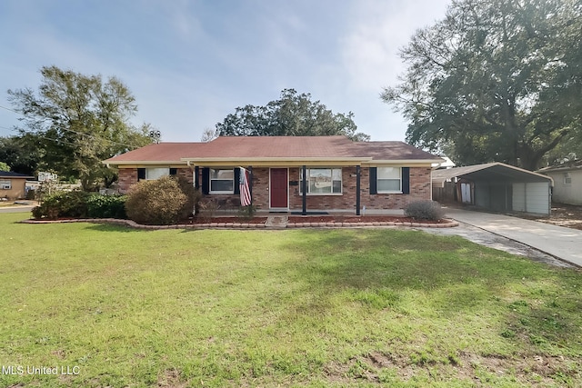 ranch-style home with a carport and a front yard