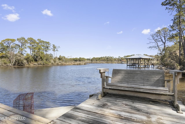 dock area featuring a water view