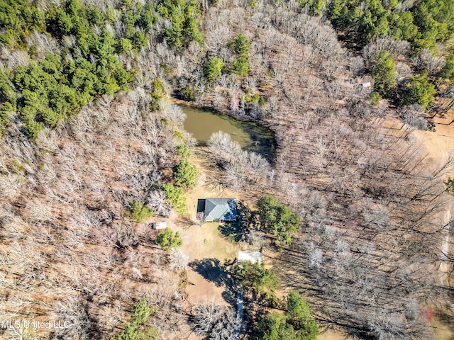 aerial view with a wooded view