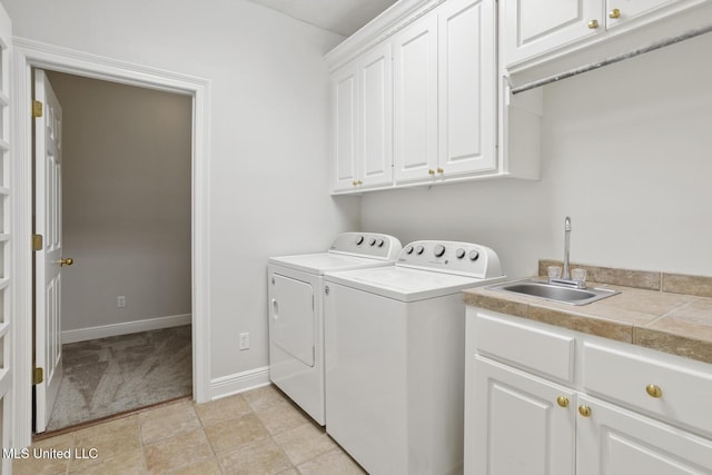 144 Whisper Lake Blvd, Madison, MS 39110 - laundry room with cabinet space, washer and dryer, and light colored carpet