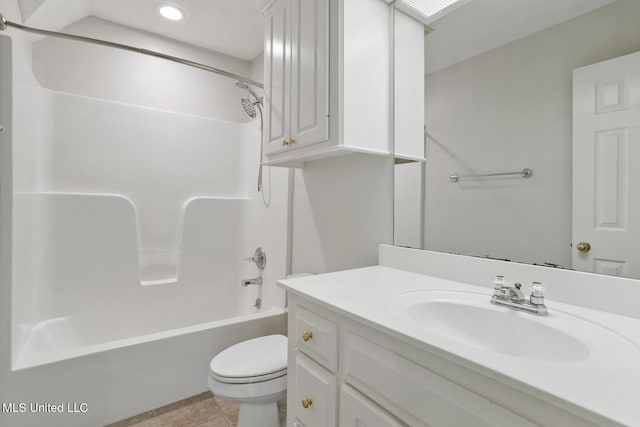 144 Whisper Lake Blvd, Madison, MS 39110 - bathroom featuring vanity, shower / washtub combination, tile patterned floors, and recessed lighting