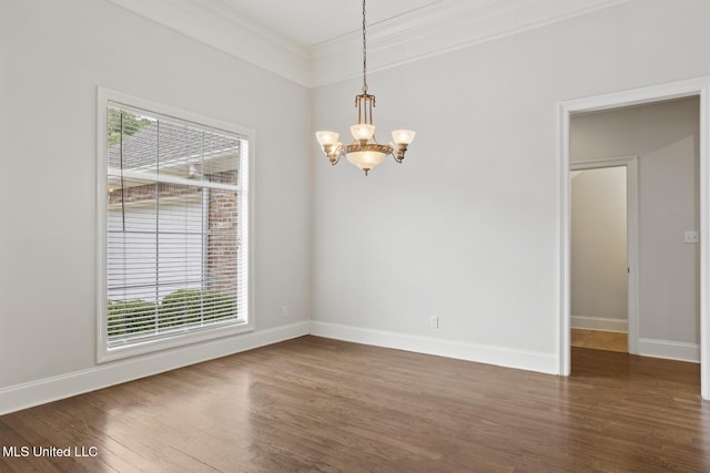 144 Whisper Lake Blvd, Madison, MS 39110 - unfurnished room with dark wood-style floors, a chandelier, and ornamental molding