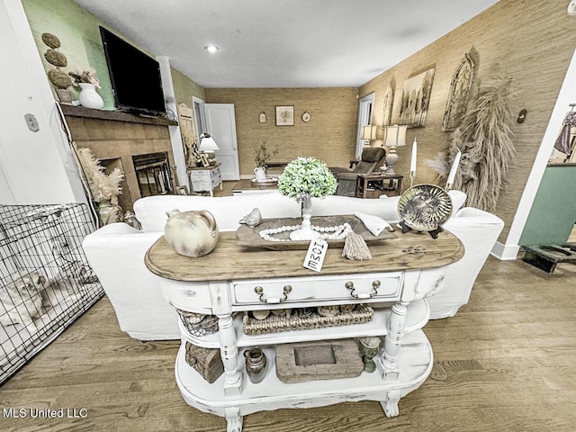 1802 Robinson St, Natchez, MS 39120 - dining space featuring a fireplace and wood finished floors