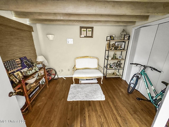 1802 Robinson St, Natchez, MS 39120 - living area with beamed ceiling and wood finished floors