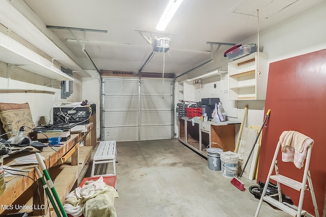 garage with a garage door opener