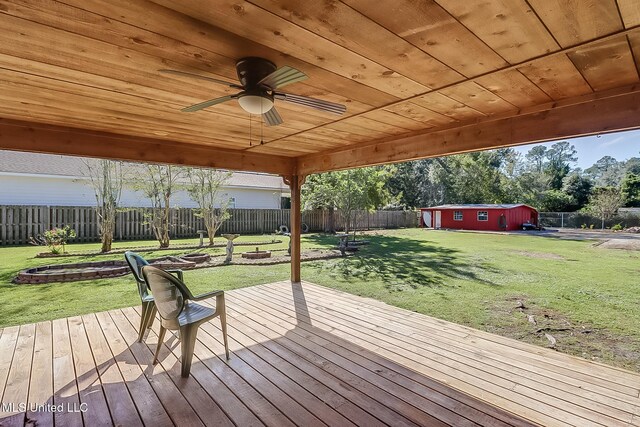 5211 Washington Ave, Gulfport, MS 39507 - deck with a fire pit and a ceiling fan