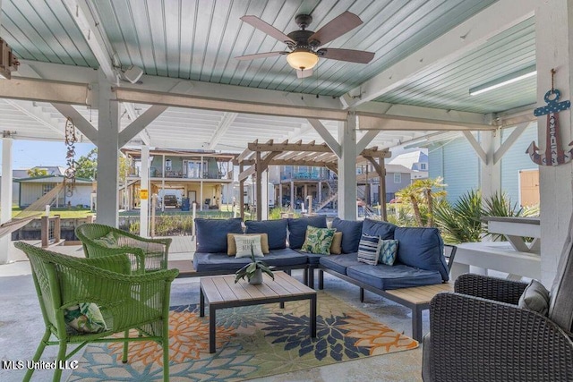 842 Deer Dr, Bay Saint Louis, MS 39520 - view of patio / terrace with an outdoor living space and a ceiling fan