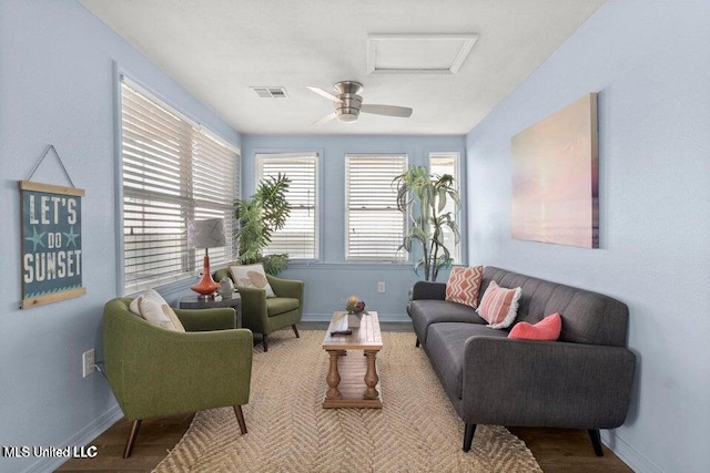 842 Deer Dr, Bay Saint Louis, MS 39520 - living room with baseboards, attic access, and wood finished floors