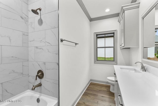115 Grayson Way, Madison, MS 39110 - full bathroom with crown molding, vanity, wood finished floors, baseboards, and toilet