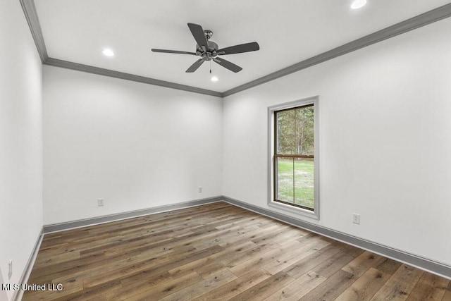 115 Grayson Way, Madison, MS 39110 - unfurnished room with ornamental molding, hardwood / wood-style flooring, recessed lighting, a ceiling fan, and baseboards