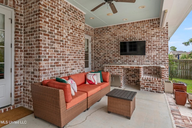 view of patio / terrace with an outdoor hangout area and ceiling fan