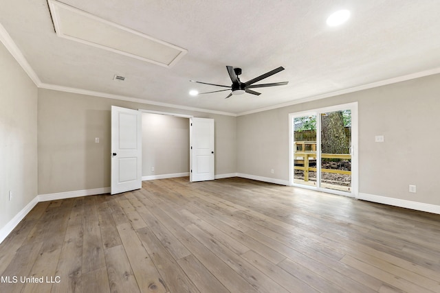 371 Lakeview Blvd, Biloxi, MS 39531 - unfurnished room featuring ceiling fan, crown molding, recessed lighting, and wood finished floors