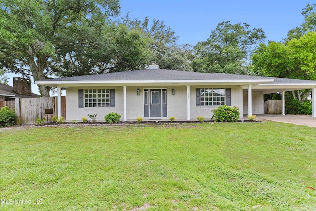 371 Lakeview Blvd, Biloxi, MS 39531 - ranch-style house featuring brick siding, driveway, a carport, and a chimney