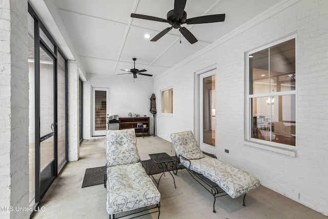 view of patio / terrace with a ceiling fan