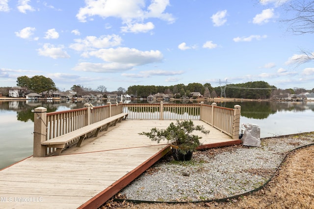 dock area featuring a water view