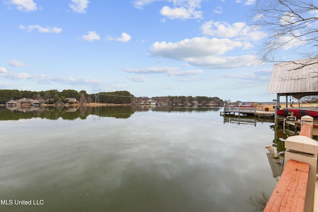 view of dock featuring a water view