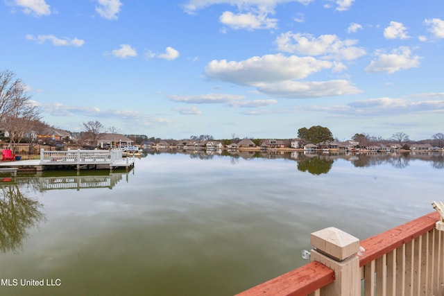 dock area with a water view