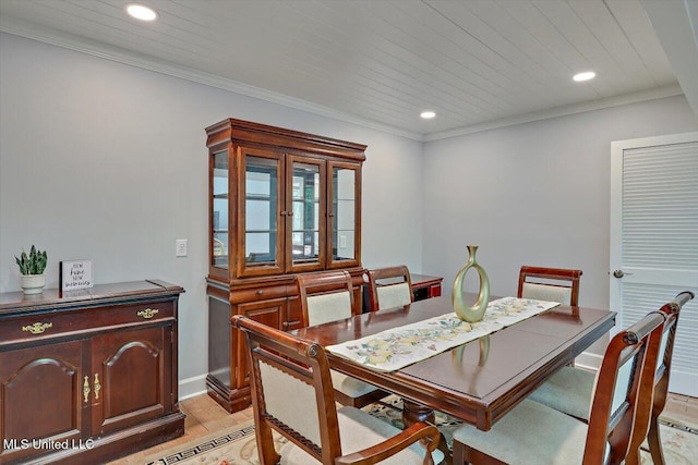 1844 Eastover Dr, Jackson, MS 39211 - dining space featuring wooden ceiling, baseboards, ornamental molding, and recessed lighting