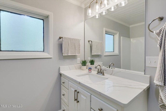 1844 Eastover Dr, Jackson, MS 39211 - bathroom featuring crown molding and vanity
