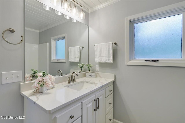 1844 Eastover Dr, Jackson, MS 39211 - bathroom featuring crown molding and vanity