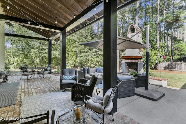 101 Lake Village Dr, Madison, MS 39110 - view of patio / terrace featuring an outdoor living space, outdoor dining space, and fence