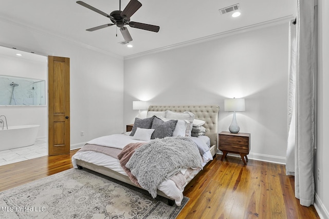 101 Lake Village Dr, Madison, MS 39110 - bedroom featuring visible vents, hardwood / wood-style floors, baseboards, recessed lighting, and ornamental molding