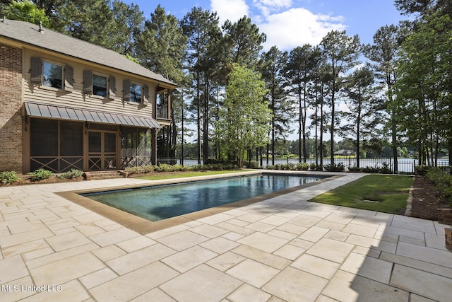 view of pool featuring fence, a patio, and a fenced in pool