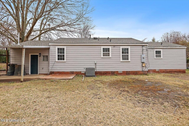 127 Autumn Dr, Vicksburg, MS 39180 - rear view of property with crawl space, a patio area, a yard, and central AC
