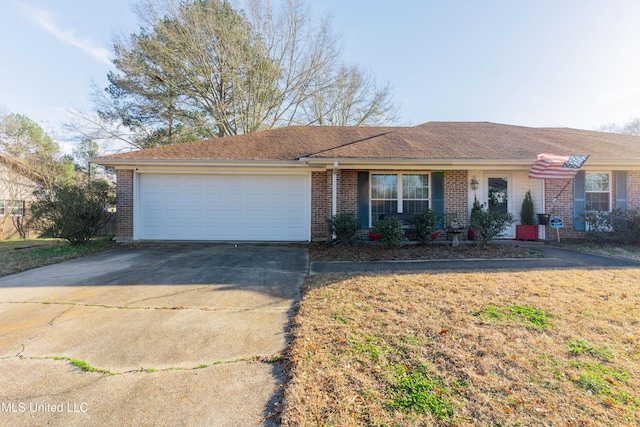 single story home with a garage