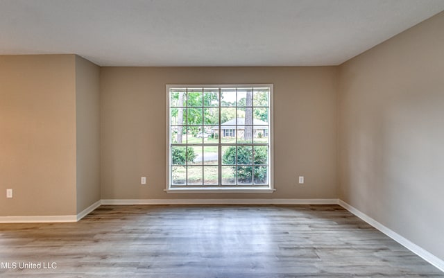 unfurnished room featuring light hardwood / wood-style floors and a wealth of natural light