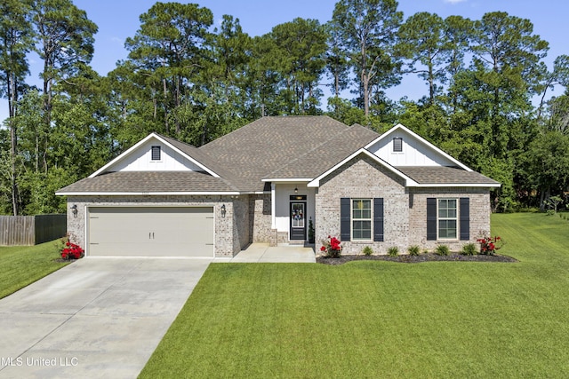 9363 Taylor Pl, Ocean Springs, MS 39564 - view of front of house with driveway, brick siding, a garage, board and batten siding, and a shingled roof