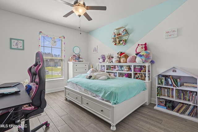 9363 Taylor Pl, Ocean Springs, MS 39564 - bedroom with wood finished floors, baseboards, and ceiling fan