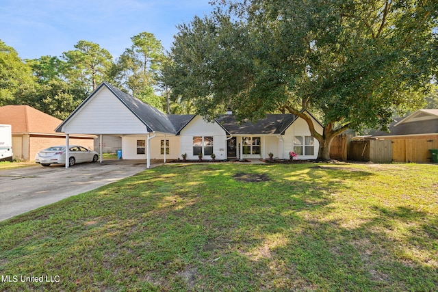 view of front of home featuring a porch, a front lawn, and a garage