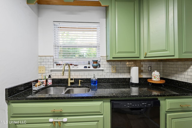 kitchen featuring sink, dishwasher, and green cabinets