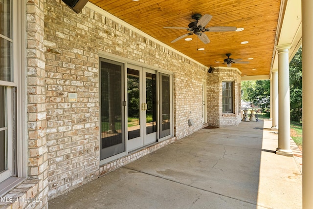 445 Carey Chapel Rd, Red Banks, MS 38661 - view of patio / terrace featuring french doors and a ceiling fan