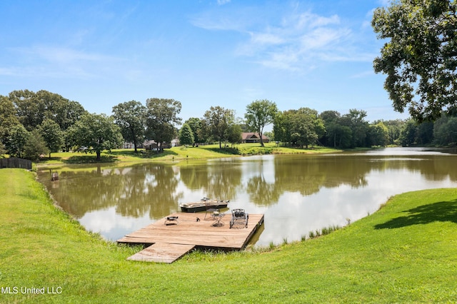 445 Carey Chapel Rd, Red Banks, MS 38661 - dock area with a water view and a lawn