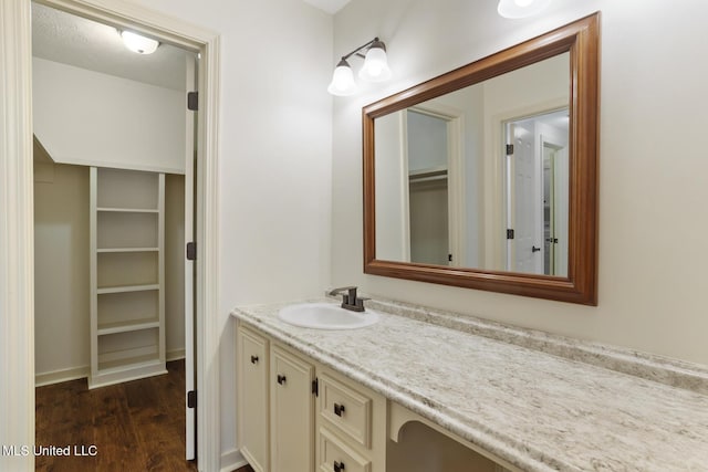 121 Kenbridge Ln, Madison, MS 39110 - bathroom with vanity, a walk in closet, and wood finished floors